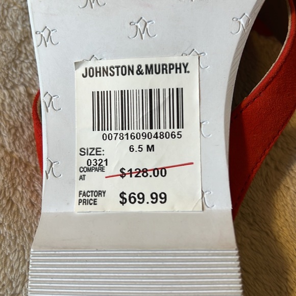 Johnston & Murphy sandals, red, size 6.5, with tags. - Picture 5 of 5